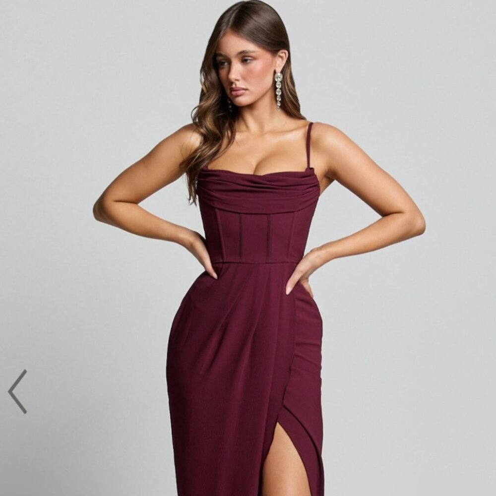 Showpo Andrina Midi Dress- Wine Size 6